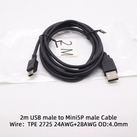 Cable USB 2.0 Macho a Mini USB de 5 Pines de 0.5m 1m 5m con Carga Rápida de 3A y Blindaje Trenzado para GoPro, Controlador y Reproductor MP3