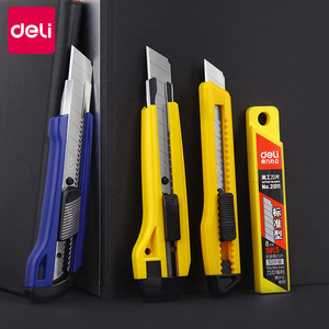Deli Utility Knife Stainless Steel Blade No.2011 Yellow Standard Type Cutter Tool - Product Image 1