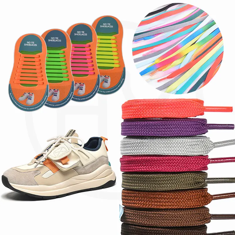 The factory directly produces customized OEM ODM Nylon polyester elastic band for printed wide flat sneaker custom shoe laces