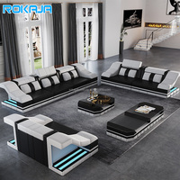 Canapé en cuir en forme de U à siège unique de haute qualité grandes lumières LED de luxe rejoignent les couleurs canapé fonction personnalisée fauteuil de rangement canapé