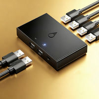 Commutateur de partage USB 2.0 2 entrées 4 sorties, compact, moulage privé, logo OEM, 100 % inspecté, prêt à être expédié, fabriqué en Chine