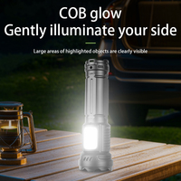 Linterna de Alta Potencia con Doble Fuente de Luz, Recargable, Impermeable, con Zoom y Pantalla de Batería para Uso en Exteriores