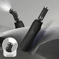 Parapluie LED Rotatif avec Lampe Torche Intégrée, Grande Taille, Ouverture Automatique, Pliant Portable, Vente en Gros