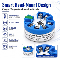 High Accuracy Temperature Transmitter Module 0.2%FS 4-20mA PT100 for Process Control