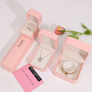 Factory Handmade Cajas Regalo Joyera Custom logo Screen Printing Necklace Bracelet Ring <strong>Pink</strong> PU Leather <strong>Jewelry</strong> <strong>Box</strong> Packaging - Product Image 5