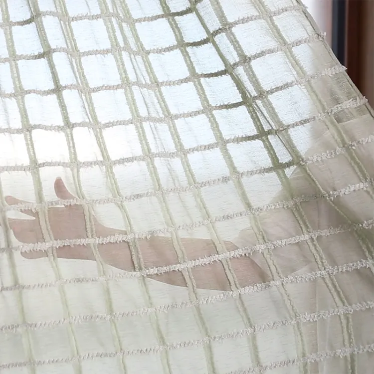 Hersteller Großhandel neuesten Voile Tüll transparenten Vorhang grünen Netz Fenster Jacquard transparenten Vorhang für zu Hause