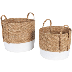 Cesta de Almacenamiento Tejida a Mano, Cesta Plegable <span class=keywords><strong>para</strong></span> <span class=keywords><strong>Ropa</strong></span> y Lavandería, Cesta de Mimbre, Ratán, Pasto Marino, Maceta <span class=keywords><strong>para</strong></span> Jardín, Cesta de Cuerda de Algodón - Product Image 3