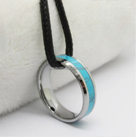 POYA Hot-vente Mode Tungstène Acier Anneau Turquoise Incrustation Bleu Ciel Mâle Femme Décoratif Casual Fête Festival Cadeau