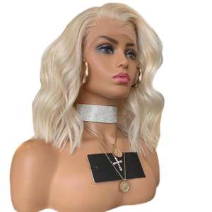 Perruques full lace wig cheveux humains, perruques cheveux vierges, ondulées, <span class=keywords><strong>film</strong></span> HD transparent, couleur glace blanc blond, perruques en soie personnalisée - Product Image 4