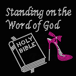 Motivo de transferencia de diseño de diamantes de imitación de <span class=keywords><strong>la</strong></span> <span class=keywords><strong>Palabra</strong></span> de Dios, motivo de transferencia de calor de diamantes de imitación cristianos religiosos para camiseta - Product Image 3