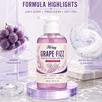Private Label OEM ODM 300ml Grape Fizz Sprankelende Geur Body Wash Glycerine Hydraterende Verfrissende Fruitgeur Douchegel