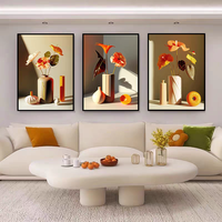 Peinture murale sur toile en triptyque de vases à fleurs, décoration de salon de luxe, peinture en porcelaine de cristal pour la maison, vente en gros