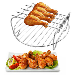 Rejilla de acero inoxidable para vaporera, rejilla redonda para barbacoa, rejilla para asar carne, rejilla de alambre para barbacoa, rejilla vertical para freidora de aire, rejilla para brochetas - Product Image 3