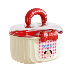 Portable Large Capacity Double Layer Plastic Medicine Storage Box With Dividers Cute Cat Design For Home Use - Product Image 5