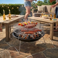 Barbecues portables miniatures en acier noir pour la vente en gros, avec grille de cuisson chromée et dispositif de sécurité flamme, pour le camping et les pique-niques en extérieur
