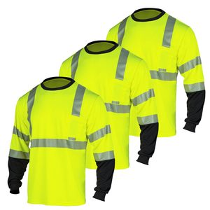 Maglietta Estiva Gialla Alta Visibilità per Edilizia, 100% Poliestere, Camicia da <span class=keywords><strong>Lavoro</strong></span> Riflettente con Tasca sul Petto per Giardinaggio e Sicurezza - Product Image 1