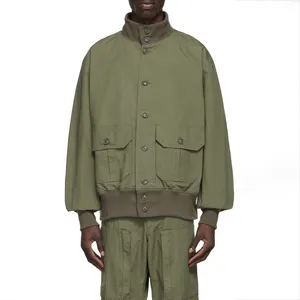 Decheng Großhandel OEM Factory Custom Hochwertige lose übergroße Taschen Männer Baumwolle Grün Bomber Polyester Jacken
