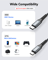 Câble USB C tressé SUNGUY 18W 1M, câble de charge rapide, type C vers Micro-B, câble de données, chargeur de téléphone