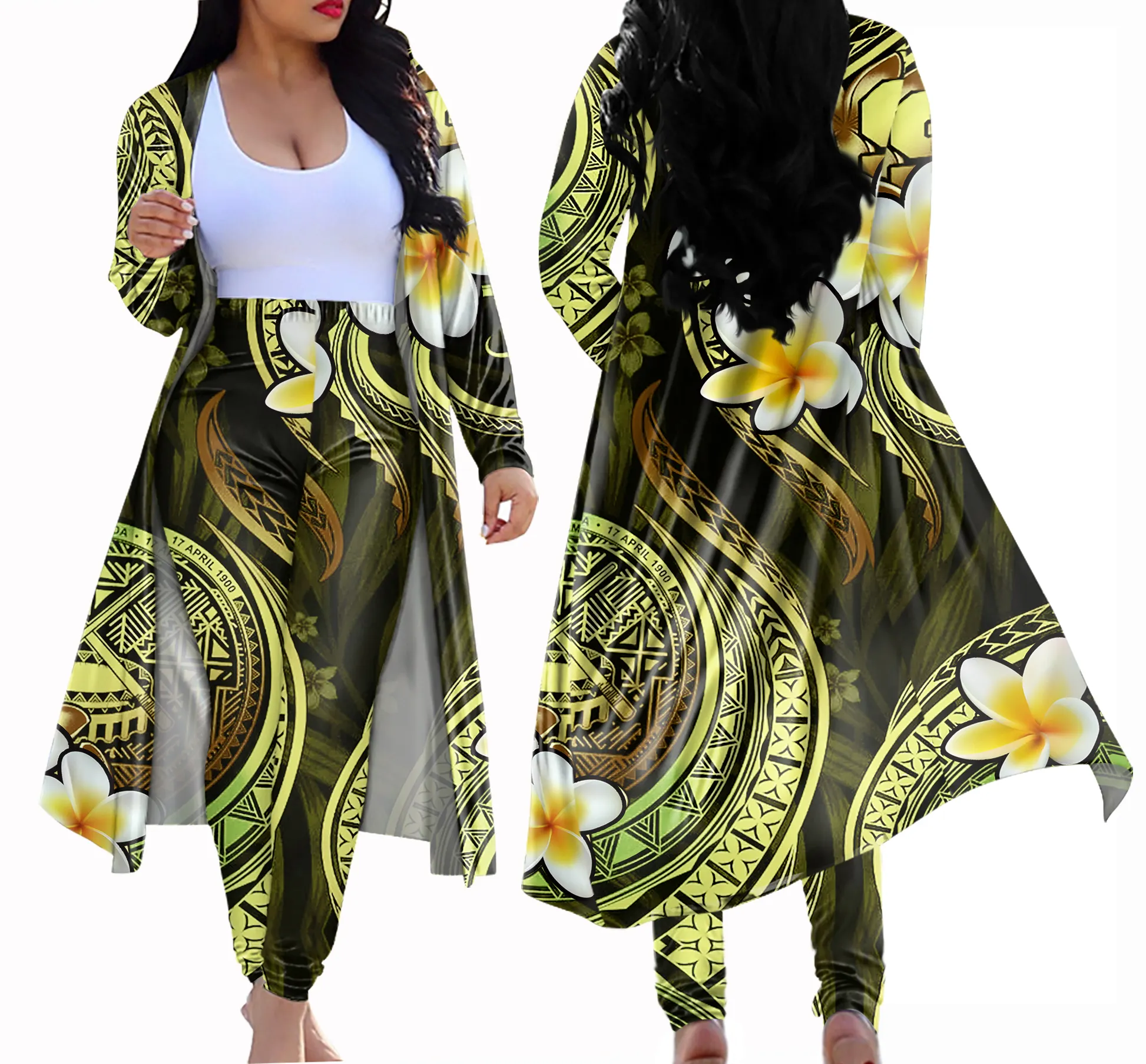 Custom Samoa Logo Polynesian Tribal Floral Girls Coats Casual Long Sexy Tos For Women Big Size Womens Coats And Pants Suit