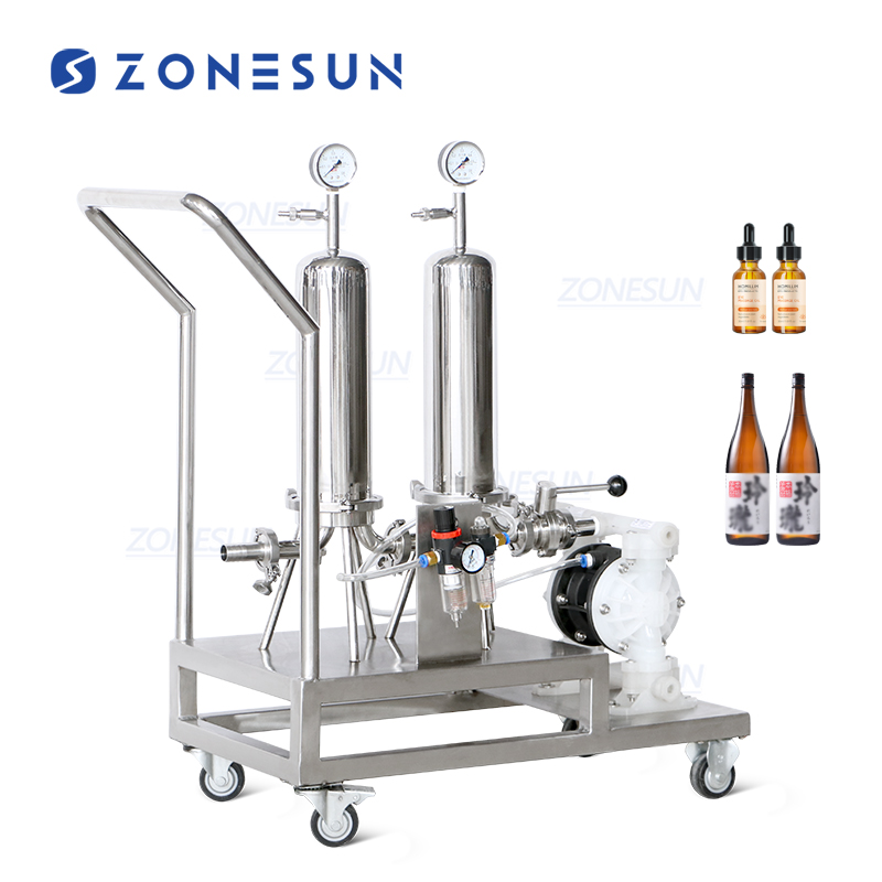 ZONESUN ZS-PF2 пневматический диафрагменный насос из нержавеющей стали, косметические парфюмерный фильтр машина Фильтрующее Оборудование для линия розлива