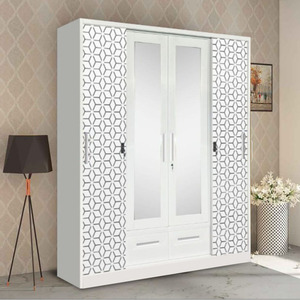 <span class=keywords><strong>Armadio</strong></span> Moderno per Camera da Letto, Guardaroba in Metallo con 4 <span class=keywords><strong>Ante</strong></span>, Mobile con 2 <span class=keywords><strong>Ante</strong></span> <span class=keywords><strong>Scorrevoli</strong></span> a <span class=keywords><strong>Specchio</strong></span> - Product Image 2