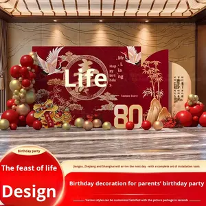 ديكور حفلات أعياد الميلاد الـ80 والـ70 والـ60 بالطراز الصيني، لوح كي تي مع أحرف الحظ الطويل لخلفية الفنادق - Product Image 4