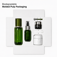 Plateau en pulpe moulée sur mesure, multicavités, emboîtable, base biodégradable ajustée pour kit de soins de la peau multi-pièces, emballage cosmétique