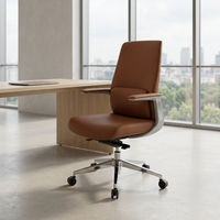 Fauteuil de Direction Moderne en Cuir Véritable Noir, Hauteur Réglable, Accoudoirs Spéciaux, Fauteuil de Bureau Pivotant à Dossier Haut pour Dirigeant