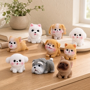 Vente en gros d'ornements pour chiens assortis, mini-animaux en résine, figurines d'animaux miniatures, statues d'animaux pour la décoration de la maison, cadeaux - Product Image 5