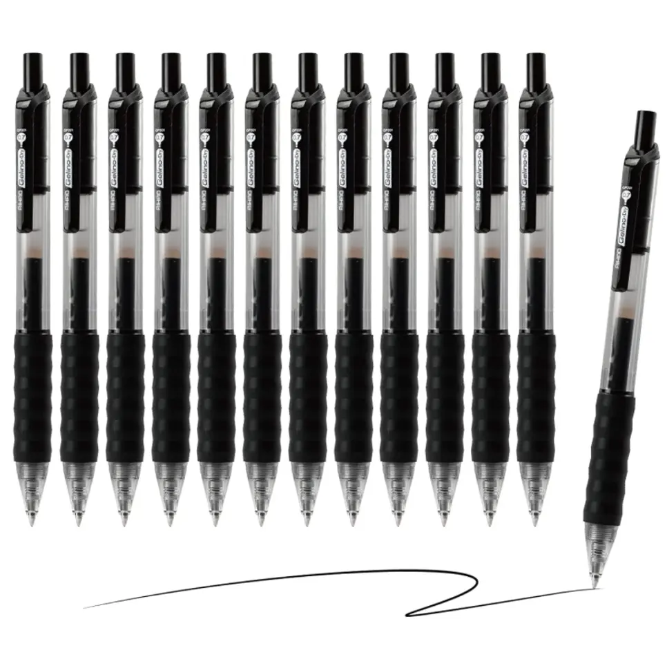 고품질 무료 샘플 선전용 플라스틱 싼 학생 주문 로고 검정 0.7mm 철회 가능한 젤 잉크 펜은 도매를 누릅니다