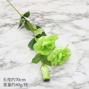 ช่อดอกกุหลาบผ้าไหมสีเขียว ดอกไม้ประดิษฐ์สำหรับตกแต่งงานแต่งงาน ของตกแต่งโต๊ะกลางบ้าน ของตกแต่งบ้าน คุณภาพสูง สมจริง - Product Image 2