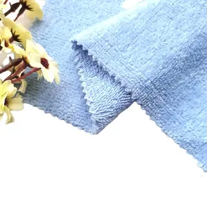 Aangepaste Kleuren 100 Polyester Dubbelzijdig Gebreide Badstof Stof Voor Handdoeken