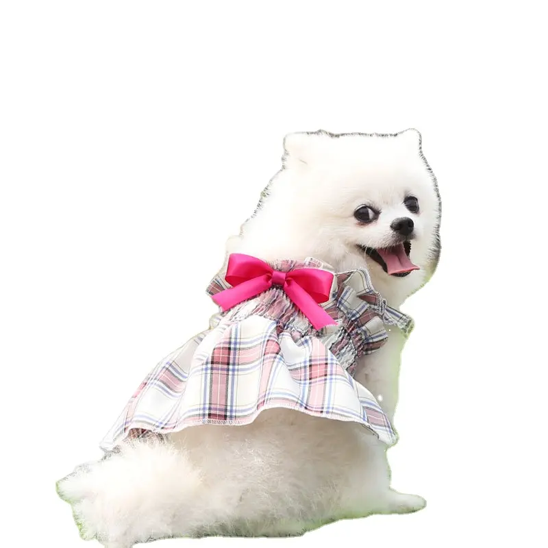 JXANRY Dog Plaid Skirt Cat Clothes Dog Princess Wedding Pet Dresses Pink Clothes Apparel