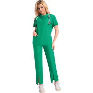Women Hospital <b>Scrub</b> Set Moisture Wicking Split Uniforms For Medical Work Wear Size S XXL - Product Image 5