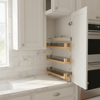 Panier de rangement coulissant à 3 niveaux, à fermeture douce, doré, multifonctionnel, à montage latéral pour armoire de cuisine, idéal pour hôtels et salons