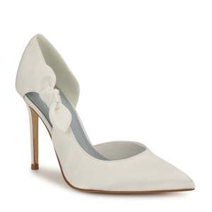 Scarpe da Donna di Lusso Direttamente dalla Fabbrica, Pumps Bianche in Raso con Fiocco, Punta Affusolata, Tacco Alto, Stile Elegante, Logo Personalizzato, per Matrimoni e <span class=keywords><strong>Gala</strong></span>, Vendita all'Ingrosso - Product Image 5