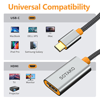 USB-C-Adapterkabel 4K Typ-C für Thunderbolt 3/4 Kompatibel mit MacBook iPhone 15/16/17Pro/Max iPad Surface Nylon-Ummantelung HDTV