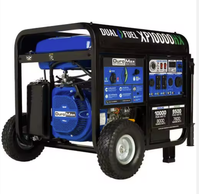High Quality DuroMax 10000 Watt Dual-Fuel Portable Generator with 3-Year Warranty Made in Colorado
