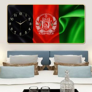Orologio <span class=keywords><strong>da</strong></span> <span class=keywords><strong>Parete</strong></span> in Porcellana Cristallina con Motivo Bandiera dell'Afghanistan - Decorazione Artistica Personalizzata per la Casa - Product Image 4