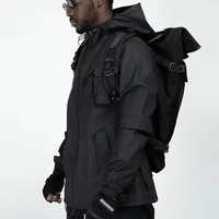 Cyber Black Techwear Jacket Streetwear Anime japonés Cyberpunk Coat Calidad superior Tallas grandes Tech Jacket/Cyberpunk Techwear ropa