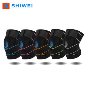 Shiwei <b>Knee</b> Brace Breathable Adjustable Compression <b>Straps</b> Silicone Spring <b>Support</b> For Outdoor Hiking Cycling - Product Image 2