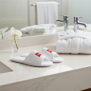 Pantoufles en velours corail doux et chaudes, taille et couleur personnalisées, pour hôtel et spa - Product Image 1