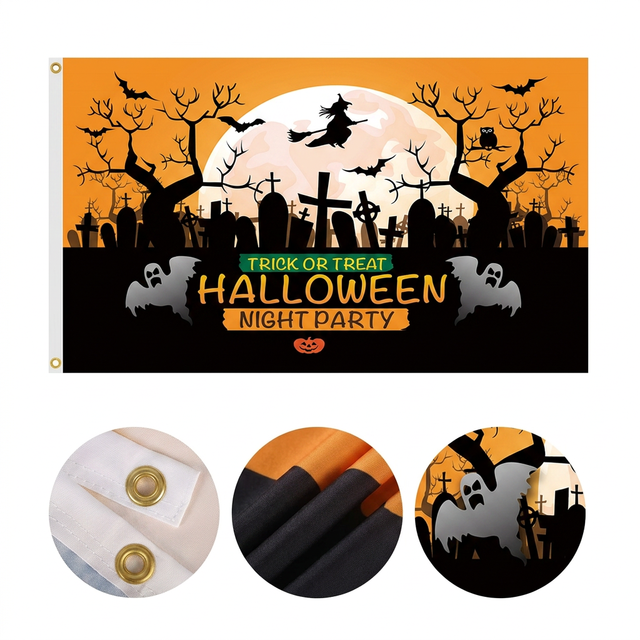 2026 Cross-border New Halloween Party Venue Decoration Paper Streamers Spooky Decor Flags and Banners Factory Wholesale