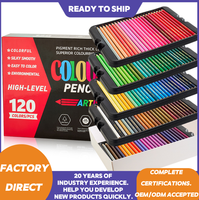 Ensemble de crayons de couleur à base d'huile pour artistes, 12/24/48/72/96/120 couleurs, noyaux épais de 3,0 mm, corps hexagonal en bois, kit de dessin fluide