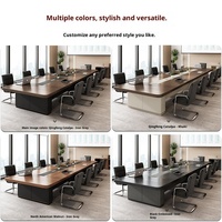 Table de conférence moderne en bambou HYZ-247X avec prise intégrée, capacité 16 personnes, design rectangulaire pour salle de formation, de négociation et de réunion