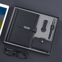 Coffret Cadeau d'Affaires 4 en 1 Personnalisable, Carnet A5 en Cuir PU, Stylo, Clé USB et Porte-Cartes de Luxe