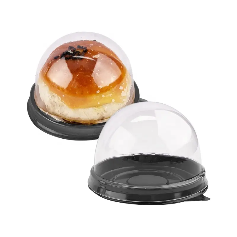 Caixa redonda de plástico transparente, caixa descartável para bolo, cupcake, muffin, lua, bolo