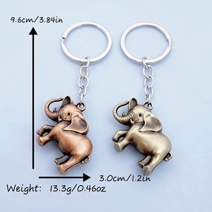 Porte-clés en métal avec pendentif pour sac à dos, motif éléphant rétro de dessin animé, style mode, fabrication usine - Product Image 2