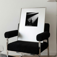 Tableau mural abstrait moderne et minimaliste pour salon et chambre, photographie artistique de l'espace négatif, encadré argenté
