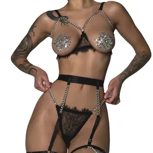 Explosive femmes lingerie sexy sexy chaîne transparente avec bord de cils lingerie sexy victoria secret sous-vêtements